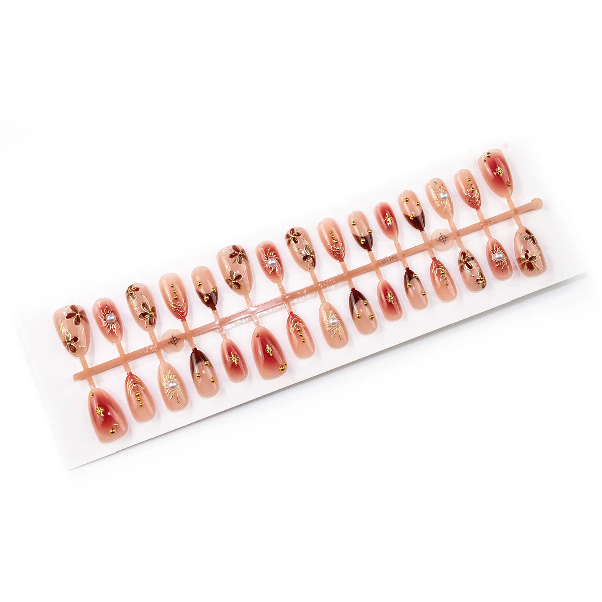 Press-On Nail Set Peel & Stick Floral Pearl Accents