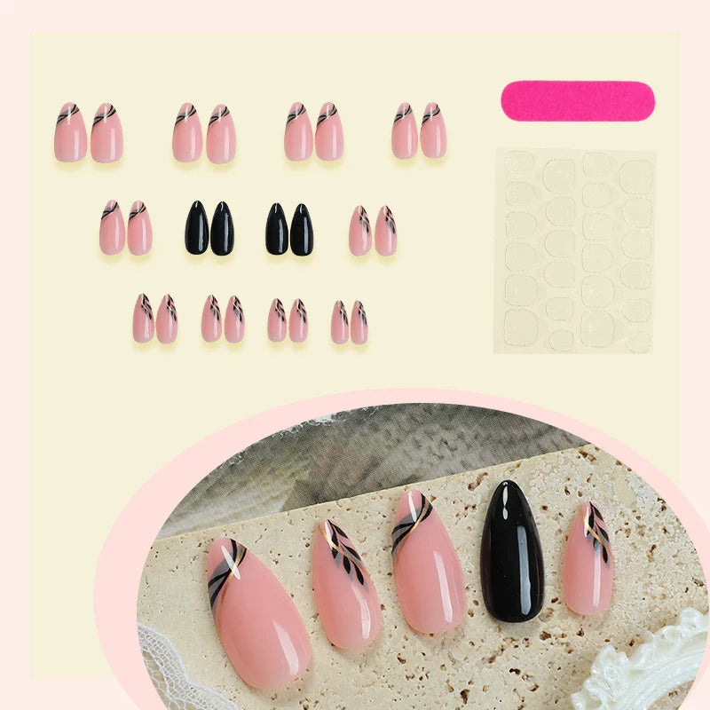 Press-On Nail Set Peel & Stick Intricate Patterns