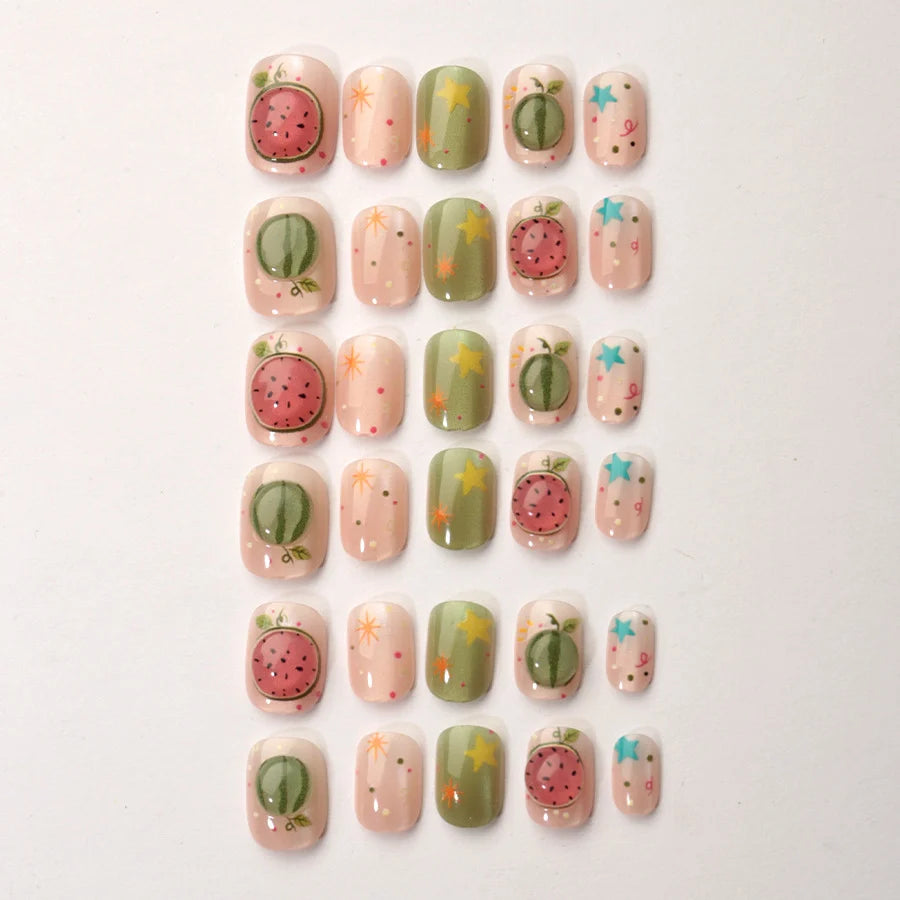 Press-On Nail Set Peel & Stick Long-Lasting Fruit Designs