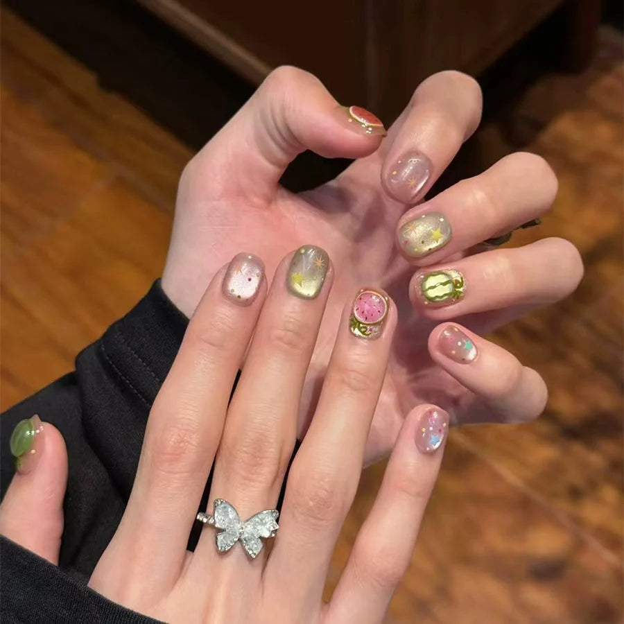 Press-On Nail Set Peel & Stick Long-Lasting Fruit Designs