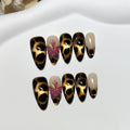 Press-On Nail Set Peel-and-Stick Leopard Print & Floral Accent