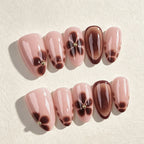 Press-On Nail Set Pink Chestnut Floral Peel & Stick