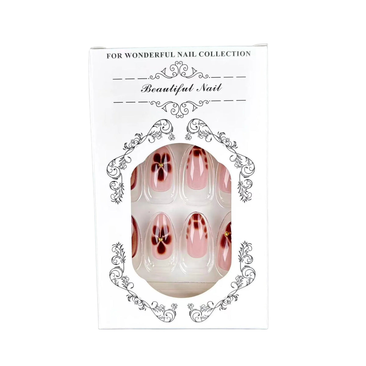 Press-On Nail Set Pink Chestnut Floral Peel & Stick