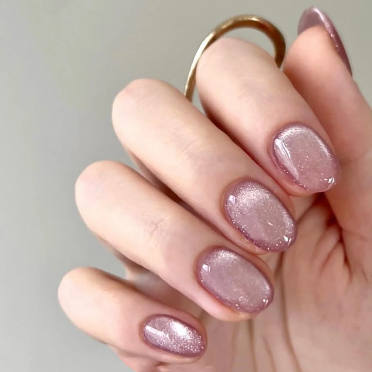 Press-On Nail Set Pink Glitter Easy Application