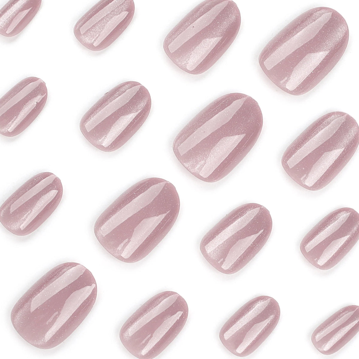 Press-On Nail Set Pink Glitter Easy Application