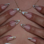 Press-On Nail Set Pink Gold Accents 24-Piece