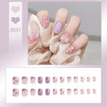 Press-On Nail Set Pink Purple Heart Easy Application