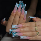 Press-On Nail Set Pink & White Embellished