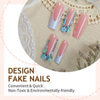 Press-On Nail Set Pink & White Embellished