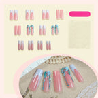 Press-On Nail Set Pink & White Embellished