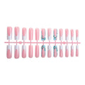 Press-On Nail Set Pink & White Embellished