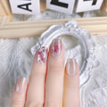 Press-On Nail Set Plaid & Bow Salon-Quality Reusable