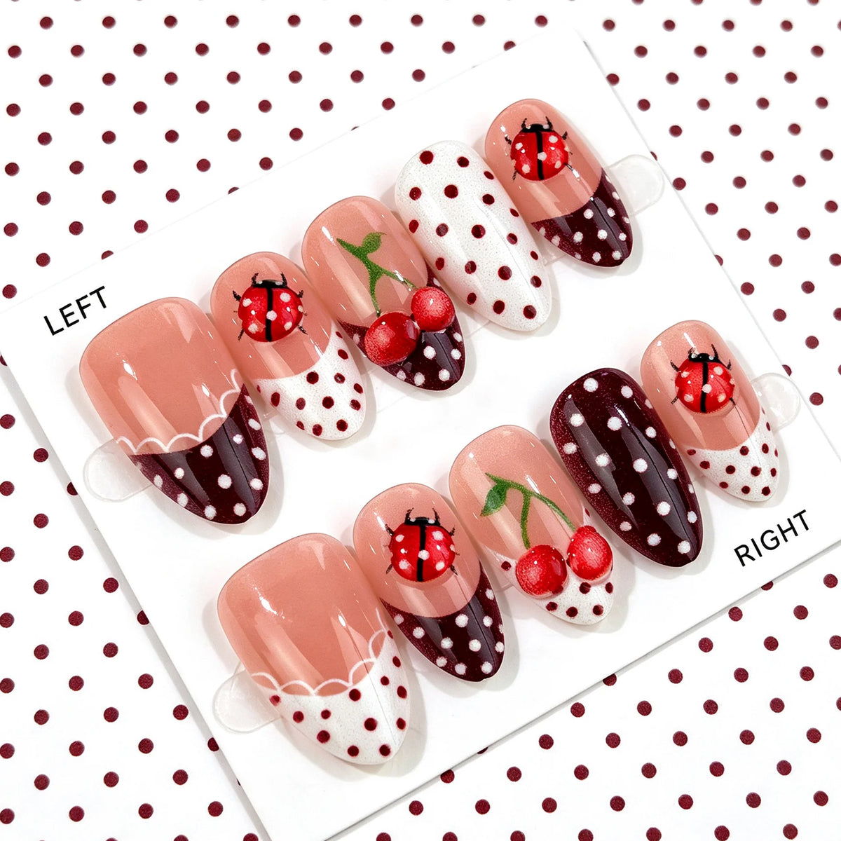 Press-On Nail Set Playful Designs Multiple Sizes