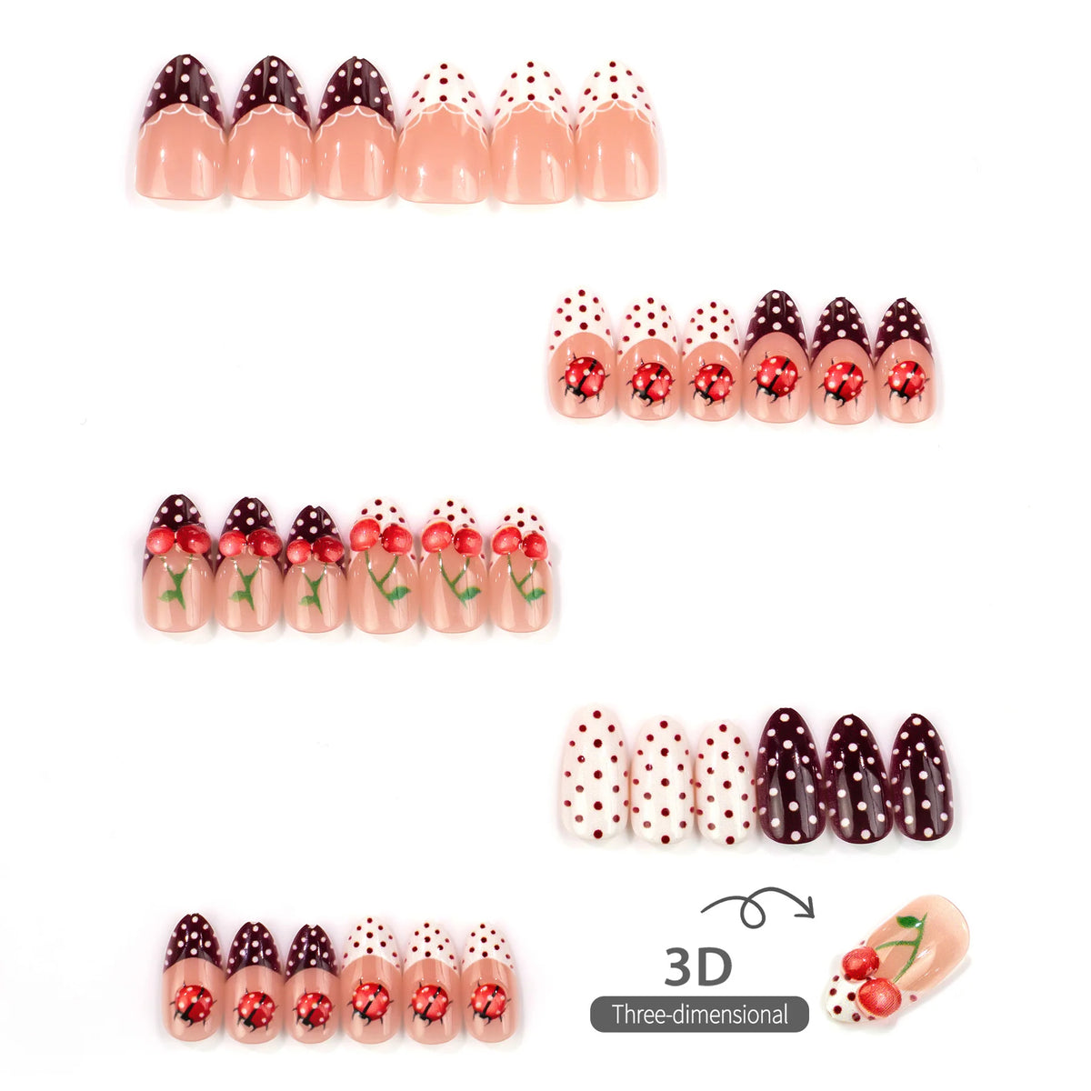 Press-On Nail Set Playful Designs Multiple Sizes