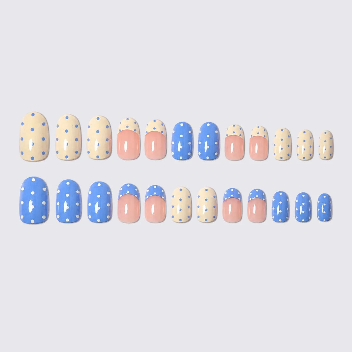 Press-On Nail Set Playful Dot Designs & Accessory Kit