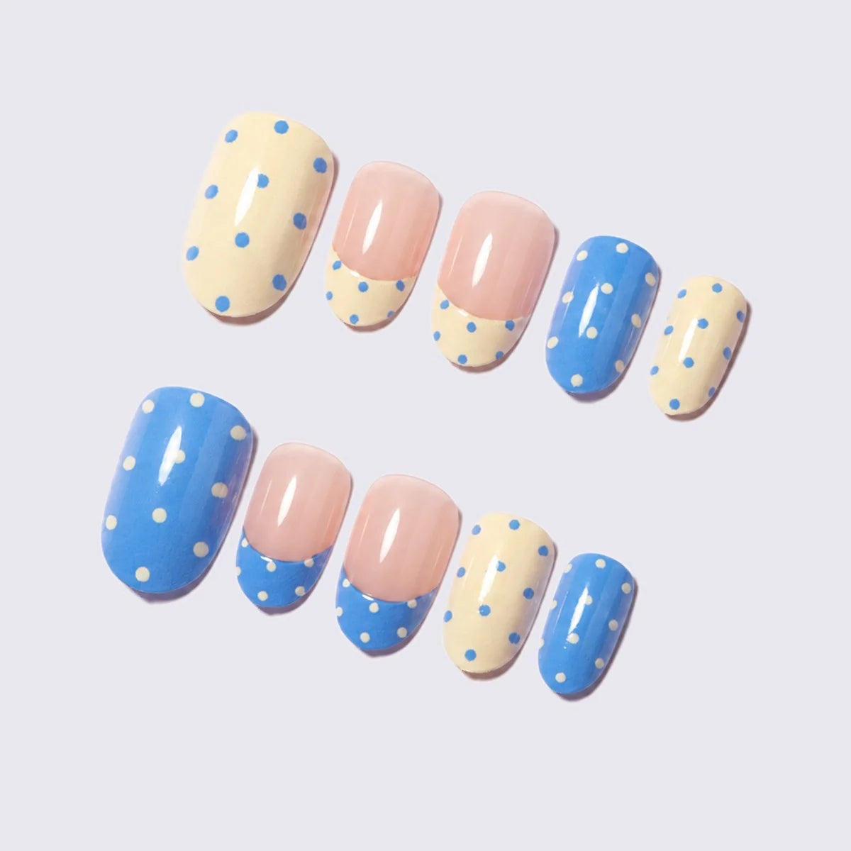 Press-On Nail Set Playful Dot Designs & Accessory Kit