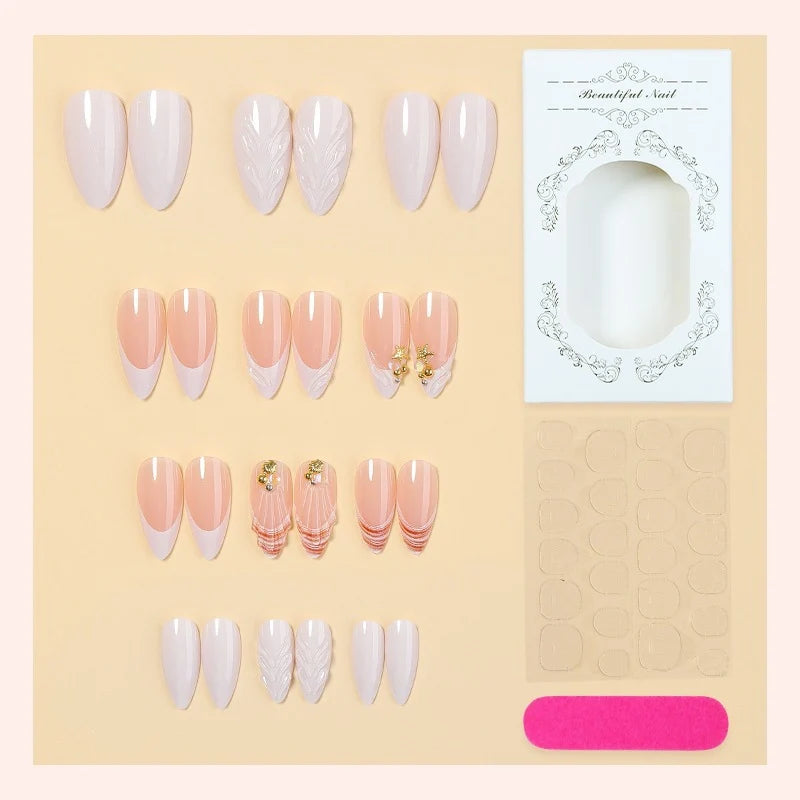 Press-On Nail Set Playful & Elegant Designs Easy Application