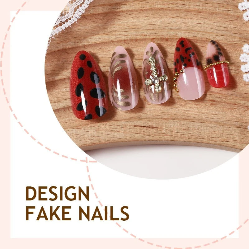Press-On Nail Set Playful Patterns & Long-Lasting Wear