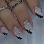 Press-On Nail Set Plum Geometric Designs 24 Piece