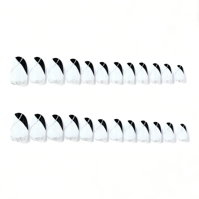 Press-On Nail Set Plum Geometric Designs 24 Piece