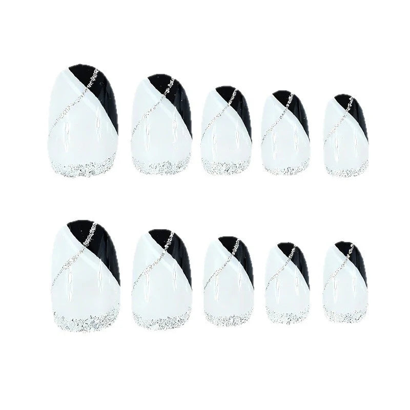 Press-On Nail Set Plum Geometric Designs 24 Piece
