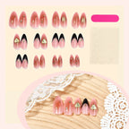 Press-On Nail Set Pointed Gold Star & Shell Accents
