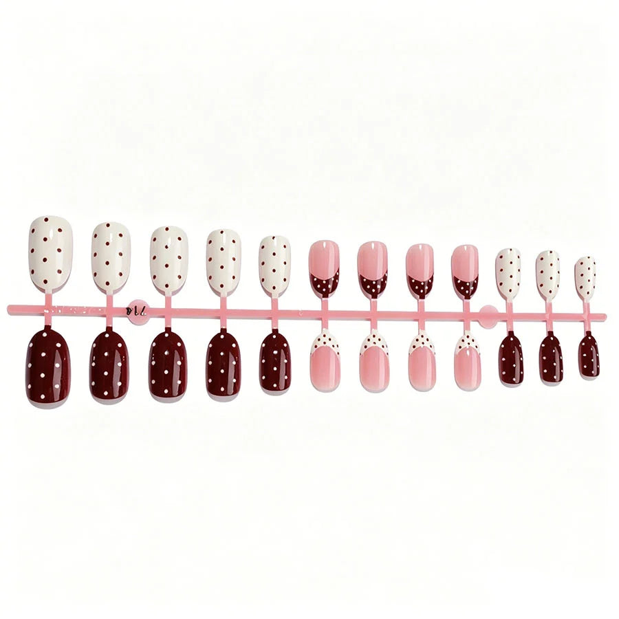 Press-On Nail Set Polka Dot Acrylic Kit