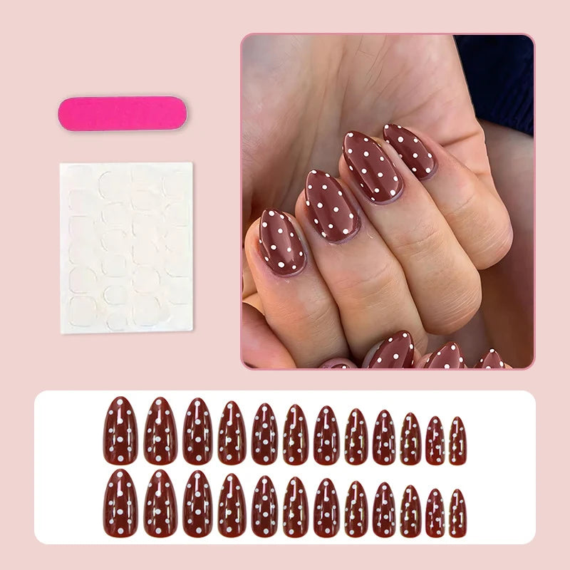 Press-On Nail Set Polka Dot Design 24 Piece