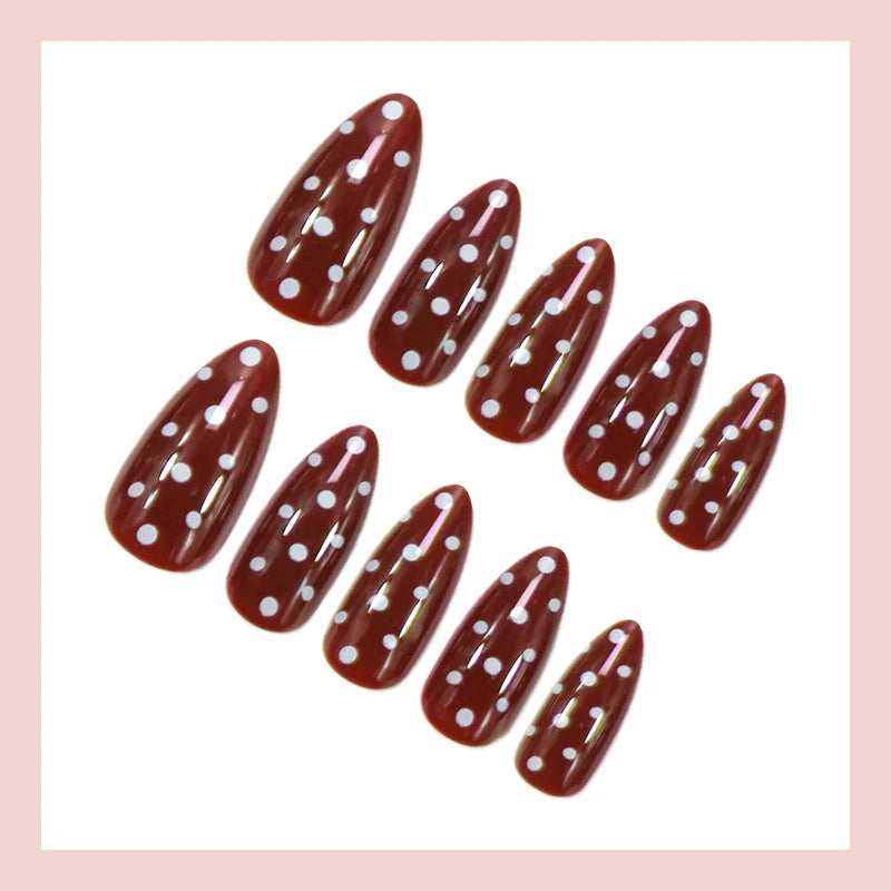 Press-On Nail Set Polka Dot Design 24 Piece