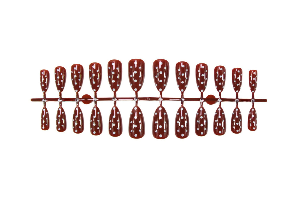 Press-On Nail Set Polka Dot Design 24 Piece