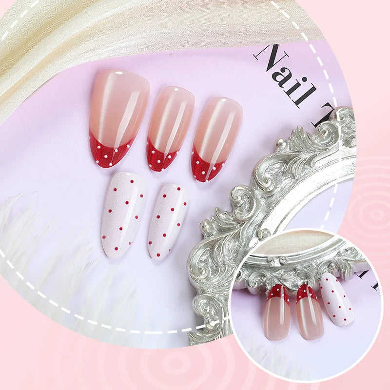 Press-On Nail Set Polka Dot Full Set & Multiple Sizes