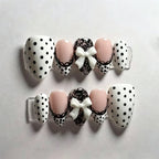 Press-On Nail Set Polka Dot & Lace Easy Application