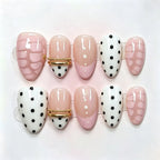 Press-On Nail Set Polka Dot & Metallic Accents Self-Adhesive