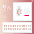 Press-On Nail Set Polka Dot & Metallic Accents Self-Adhesive
