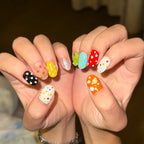 Press-On Nail Set Polka Dot No-Glue & Long-Lasting
