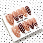 Press-On Nail Set Polka Dot & Stripe Multi-Size Reusable