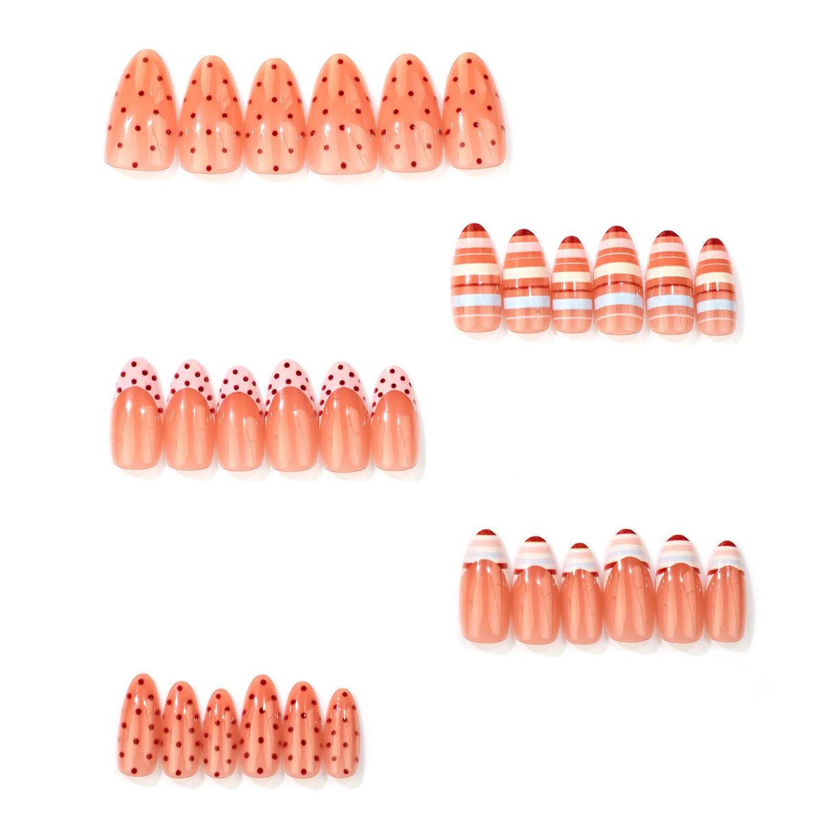 Press-On Nail Set Polka Dot & Striped Customizable Fit