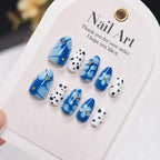 Press-On Nail Set Pre-Applied Adhesive Artistic Floral Multiple Sizes