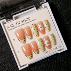 Press-On Nail Set Pre-Applied Adhesive Floral Accents Reusable