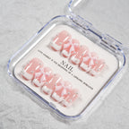 Press-On Nail Set Pre-Applied Adhesive Pink Bow & Pearl