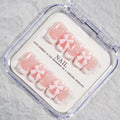 Press-On Nail Set Pre-Applied Adhesive Pink Bow & Pearl