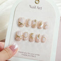 Press-On Nail Set Pre-Bonded Lavender Gold Accents