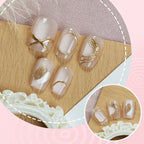 Press-On Nail Set Pre-Bonded Lavender Gold Accents