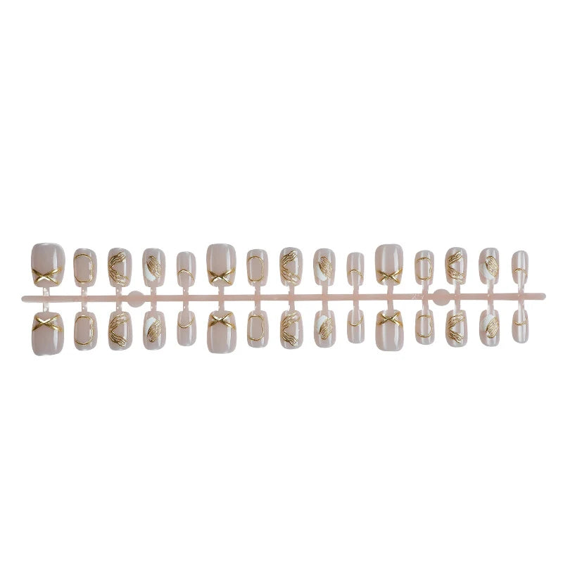 Press-On Nail Set Pre-Bonded Lavender Gold Accents