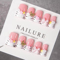 Press-On Nail Set Pre-Designed Pink Floral & Butterfly