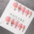 Press-On Nail Set Pre-Designed Pink Floral & Butterfly