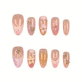 Press-On Nail Set Pre-Glued Acrylic Floral & Embellished