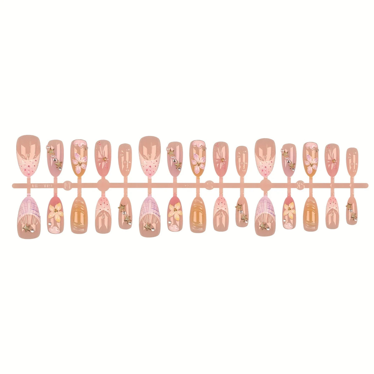 Press-On Nail Set Pre-Glued Acrylic Floral & Embellished