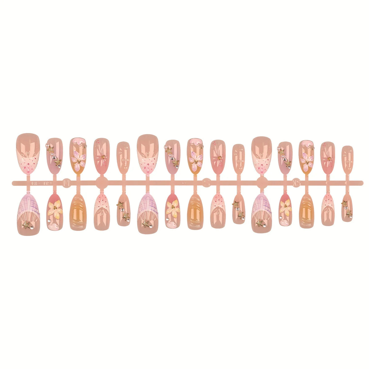 Press-On Nail Set Pre-Glued Acrylic Floral & Embellished
