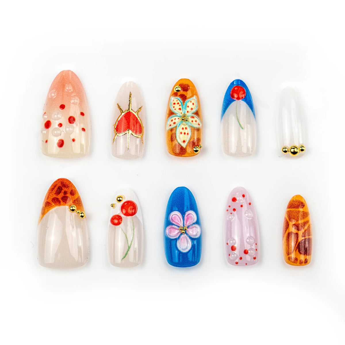 Press-On Nail Set Pre-Glued Artistic Designs